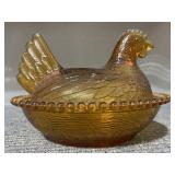 NESTING HEN AMBER GLASS
