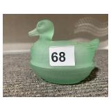 GREEN GLASS NESTING DUCK