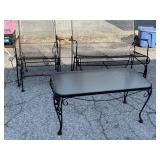 WROUGHT IRON WHITE PARLOR SET W/ 2 CHAIRS