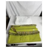 GREEN BLANKET WITH EMBROIDERED SATIN TRIM AND