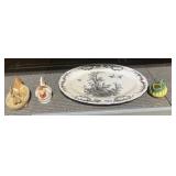 PLATTER, ROOSTER SPOON REST, & OTHER