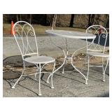 BLACK WROUGHT IRON LOVESEAT GLIDER AND CHAIR W/