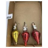 3 VINTAGE ORNAMENTS BABY W/ MUFF ON TOP