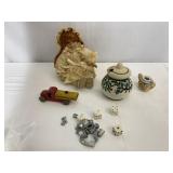 MONOPOLY PIECES, WOODEN TRUCK, ETC.