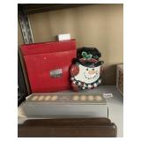 SNOWMAN TRAY AND THIMBLE HOLDER