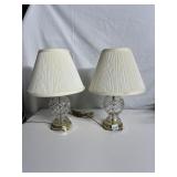 PAIR OF CRYSTAL ETHAN ALLEN END TABLE LAMPS, 17"