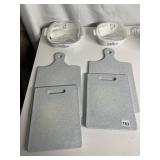 CORELLE COVERED CASSEROLES AND CUTTING BOARDS