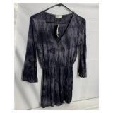NEW GINGER G BLACK/ GRAY LONG TOP NEW GATHERED