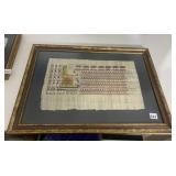 EGYPTIAN PAPYRUS PAPER PAINTING FRAMED 19" X 26"