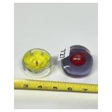 2 ART GLASS PAPERWEIGHTS, UNSIGNED