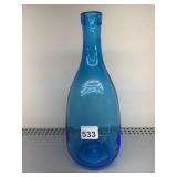 BLUE BLOWN GLASS 13" VASE