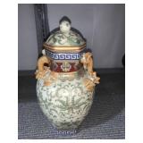 CHINESE CRACKLE GLAZE URN VASE WITH LID