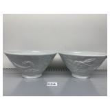 SHOWA 4" H X 7.75" 2 WHITE GLAZED BOWLS