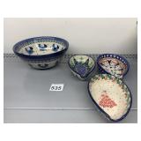 THREE HAND MADE IN POLAND SPOON RESTS, AND