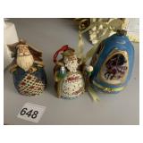 2 JIM SHORE ORNAMENTS AND PORCELAIN ORNAMENT