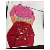 SZ M EMBROIDERED CAT CARDIGAN AND SZ M SOUTHERN