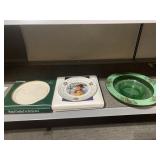 BELLEEK PLATE, ROYAL DOULTON PLATE, GREEN BOWL