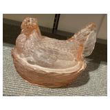 PINK GLASS NESTING HEN