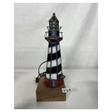 10" STAINED GLASS LIGHT HOUSE ACCENT LIGHT