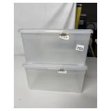 2 CLEAR STORAGE CONTAINERS WITH LIDS, 15X12X6