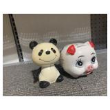 PIG & PANDA BANK, PANDA CRACKED AS SHOWN