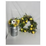 LEMON WREATH AND MATCHING CENTERPIECE