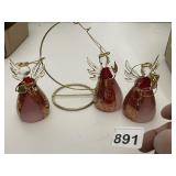 3 ANGELS HANGING RED GLASS