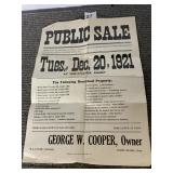 PUBLIC SALE TUES. DEC. 20, 1921 - M.L. CLARK