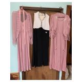 THREE VINTAGE GOWNS 2 PINK ONE BLACK AND WHITE