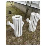 WOOD WATERING CAN PLANTERS APPROX. 3