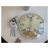 THERMOMETER AND BIRD HOUSE CHIMES