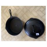 GRISWALD COVERED POT AND FRYING PAN NICE COND.