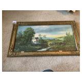 PICTURE FRAME W/ COTTAGE AND WATER IN FRONT