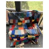 HAND STITCHED QUILT TWIN SZ. FOUND IN ATTIC