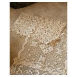 ASSORTED DRESSER SCARS AND HAND CROCHETED LINEN &