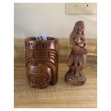 HAWAII CARVED MUG AND ISLAND GIRL WOOD