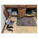 CURLING IRON, TOWELS BATHROOM CONTENTS