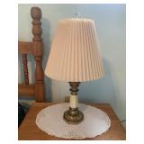 BRASS TABLE LAMP WITH PLEATED SHADE