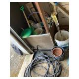 GARDEN HOSE, SHOVEL, BALL RETRIEVER FRISBEE