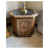 BLACK TOP SIDE TABLE WITH DOOR
