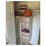 TWO CLOTHING HOLDERS ONE WITH SHELVES, THANKFUL