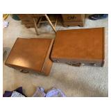 TWO SAMSONITE BROWN VINTAGE SUITCASES GOOD