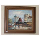 WINDMILL OIL PAINTING IN WOOD FRAME 31W X 27H