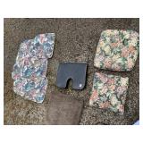 6 PATIO CUSHIONS, BACK PILLOW, ETC.
