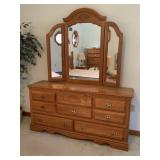 OAK ATHENS FURNITURE COMPANY DRESSER WITH MIRROR