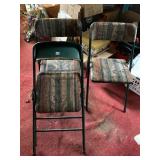 3 GREEN COSCO FOLDING CHAIRS PADDED SEAT