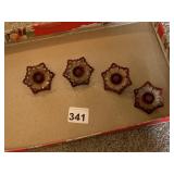 4 DRAPERY METAL FLOWERS