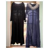 TWO VINTAGE LONG GOWNS BLACK AND BLUE