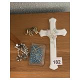 ROSARY BEADS, ELEPHANT PIN, CROSS
