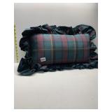 NEW ACCENT PILLOW $105 PRICE TAG SATIN PLAID